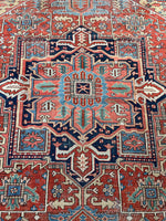 9'8 x 12'3 Antique Persian Heriz rug #2674 / 10x12 Heriz - Blue Parakeet Rugs
