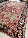 9'7 x 14'8 Antique Timeworn Persian Serapi rug #2736ML - Blue Parakeet Rugs