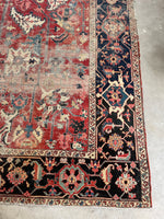 9'7 x 14'8 Antique Timeworn Persian Serapi rug #2736ML - Blue Parakeet Rugs