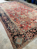 9'7 x 14'8 Antique Timeworn Persian Serapi rug #2736ML - Blue Parakeet Rugs