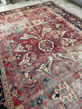 9'7 x 14'8 Antique Timeworn Persian Serapi rug #2736ML - Blue Parakeet Rugs