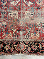 9'7 x 14'8 Antique Timeworn Persian Serapi rug #2736ML - Blue Parakeet Rugs