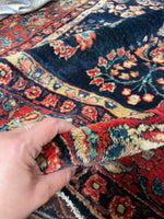 4'5 x 6'10 Antique Persian Mohajeran Sarouk #2533 - Blue Parakeet Rugs