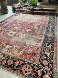 9'7 x 14'8 Antique Timeworn Persian Serapi rug #2736ML - Blue Parakeet Rugs