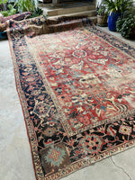 9'7 x 14'8 Antique Timeworn Persian Serapi rug #2736ML - Blue Parakeet Rugs