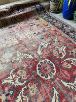 9'7 x 14'8 Antique Timeworn Persian Serapi rug #2736ML - Blue Parakeet Rugs