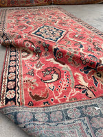 4'4 x 10'4 Vintage Mahal rug #718ML / 4x10 Vintage Rug - Blue Parakeet Rugs