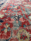 9'7 x 14'8 Antique Timeworn Persian Serapi rug #2736ML - Blue Parakeet Rugs