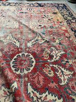 9'7 x 14'8 Antique Timeworn Persian Serapi rug #2736ML - Blue Parakeet Rugs