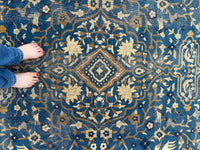 10’5 x 19’ Nature and Animal Scene Antique Indian rug #2534 / 11x19 vintage rug - Blue Parakeet Rugs