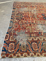 8'10 x 11'10 Antique Persian Dragon design Heriz rug #2218 / 9x12 Vintage Rug - Blue Parakeet Rugs