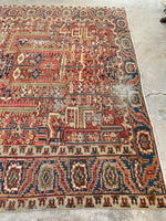 8'10 x 11'10 Antique Persian Dragon design Heriz rug #2218 / 9x12 Vintage Rug - Blue Parakeet Rugs