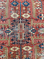 8'10 x 11'10 Antique Persian Dragon design Heriz rug #2218 / 9x12 Vintage Rug - Blue Parakeet Rugs