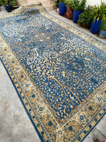 10’5 x 19’ Nature and Animal Scene Antique Indian rug #2534 / 11x19 vintage rug - Blue Parakeet Rugs