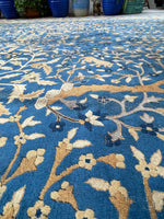 10’5 x 19’ Nature and Animal Scene Antique Indian rug #2534 / 11x19 vintage rug - Blue Parakeet Rugs