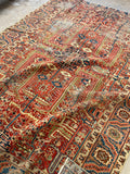 8'10 x 11'10 Antique Persian Dragon design Heriz rug #2218 / 9x12 Vintage Rug - Blue Parakeet Rugs