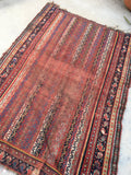 3'7 x 5'5 love worn 19th Century antique rug / 4x6 worn rug (#1024) - Blue Parakeet Rugs