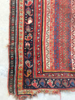 3'7 x 5'5 love worn 19th Century antique rug / 4x6 worn rug (#1024) - Blue Parakeet Rugs