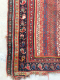 3'7 x 5'5 love worn 19th Century antique rug / 4x6 worn rug (#1024) - Blue Parakeet Rugs
