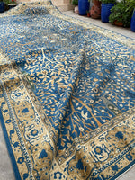 10’5 x 19’ Nature and Animal Scene Antique Indian rug #2534 / 11x19 vintage rug - Blue Parakeet Rugs