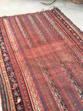 3'7 x 5'5 love worn 19th Century antique rug / 4x6 worn rug (#1024) - Blue Parakeet Rugs