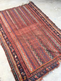 3'7 x 5'5 love worn 19th Century antique rug / 4x6 worn rug (#1024) - Blue Parakeet Rugs