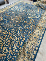 10’5 x 19’ Nature and Animal Scene Antique Indian rug #2534 / 11x19 vintage rug - Blue Parakeet Rugs