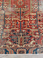 8'10 x 11'10 Antique Persian Dragon design Heriz rug #2218 / 9x12 Vintage Rug - Blue Parakeet Rugs