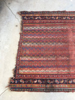 3'7 x 5'5 love worn 19th Century antique rug / 4x6 worn rug (#1024) - Blue Parakeet Rugs