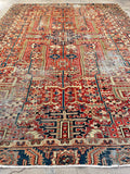 8'10 x 11'10 Antique Persian Dragon design Heriz rug #2218 / 9x12 Vintage Rug - Blue Parakeet Rugs