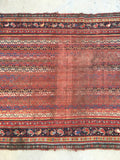 3'7 x 5'5 love worn 19th Century antique rug / 4x6 worn rug (#1024) - Blue Parakeet Rugs