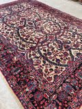 7'6 x 11' Antique Ivory Persian Mahal rug #2219 / 7x11 Vintage Rug - Blue Parakeet Rugs