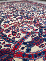 7'6 x 11' Antique Ivory Persian Mahal rug #2219 / 7x11 Vintage Rug - Blue Parakeet Rugs