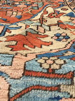 9'8 x 12'5 Antique Heriz with French Blue Corners - Blue Parakeet Rugs