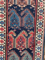 3'1 x 15'8 Antique Caucasian runner #1876 / 3x16 Vintage Runner - Blue Parakeet Rugs