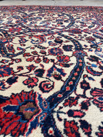 7'6 x 11' Antique Ivory Persian Mahal rug #2219 / 7x11 Vintage Rug - Blue Parakeet Rugs