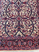 7'6 x 11' Antique Ivory Persian Mahal rug #2219 / 7x11 Vintage Rug - Blue Parakeet Rugs