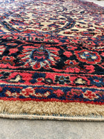 7'6 x 11' Antique Ivory Persian Mahal rug #2219 / 7x11 Vintage Rug - Blue Parakeet Rugs