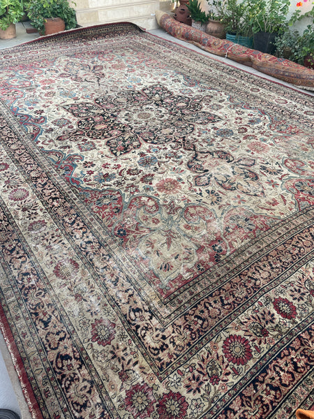 11'7 x 17'9 Antique 19th Century Palatial rug #2046 / 12x18 Vintage Rug - Blue Parakeet Rugs