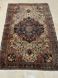 4'4 x 6'5 Antique Persian Tabriz rug #1879 / 4x6 Vintage rug - Blue Parakeet Rugs