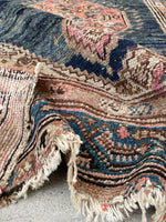 3'7 x 5'1 Antique rug #922 / 4x5 Vintage rug - Blue Parakeet Rugs