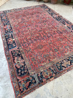 7'5 x 10'1 Antique Persian Heriz rug #1883 / 8x10 Heriz rug - Blue Parakeet Rugs