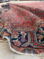7'5 x 10'1 Antique Persian Heriz rug #1883 / 8x10 Heriz rug - Blue Parakeet Rugs