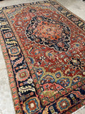 7’2 x 10’7 Antique Persian Heriz Rug #2738 / Large Vintage Rug - Blue Parakeet Rugs