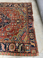 7’2 x 10’7 Antique Persian Heriz Rug #2738 / Large Vintage Rug - Blue Parakeet Rugs