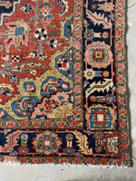 7’2 x 10’7 Antique Persian Heriz Rug #2738 / Large Vintage Rug - Blue Parakeet Rugs