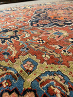 7’2 x 10’7 Antique Persian Heriz Rug #2738 / Large Vintage Rug - Blue Parakeet Rugs