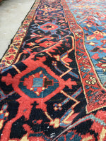 8'1 x 11'4 french blue ground Antique Persian Heriz Rug (#836) - Blue Parakeet Rugs