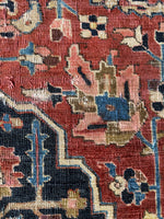 7’2 x 10’7 Antique Persian Heriz Rug #2738 / Large Vintage Rug - Blue Parakeet Rugs