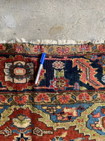 7’2 x 10’7 Antique Persian Heriz Rug #2738 / Large Vintage Rug - Blue Parakeet Rugs